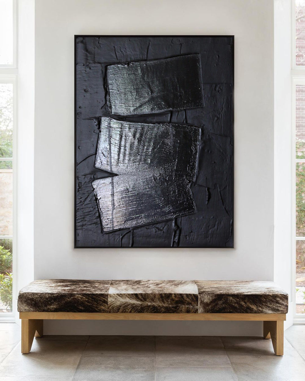 Black wall art 3D Black Minimalitst Art Black Abstract art Black 3D Textured Canvas Painting