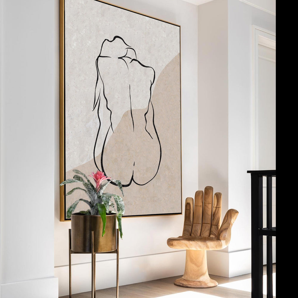 Modern Black And White Body Line Painting Abstract Minimalist Painting For Sale