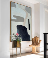 neutral abstract geometric art canvas painting for living room extra large wall art