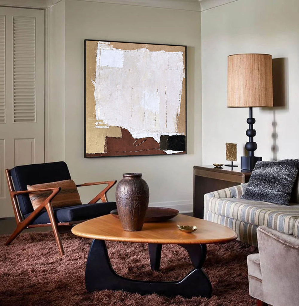 Brown Beige Abstract Wall Art Modern Wabi-sabi Canvas Painting Abstract Wall Art Painting