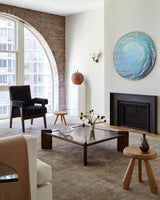 Modern Abstract Art Blue Wave And Ocean Painting Circular Wall Art Framed Painting