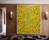 47'' X 47'' Modern Yellow Large Wall Art Abstract Square Paintings Artwork In Stock For Sale
