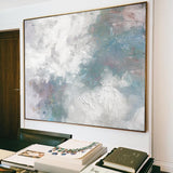 Blue White Abstract Landscape Painting For Living Room Extra Large Modern Abstract Art Painting For Home Decor