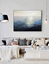 Ocean Sunset Painting Large Blue Ocean Canvas Wall Art Ocean Wave Canvas Art