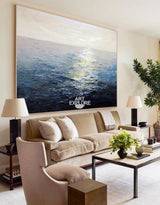 Ocean Sunset Painting Large Blue Ocean Canvas Wall Art Ocean Wave Canvas Art