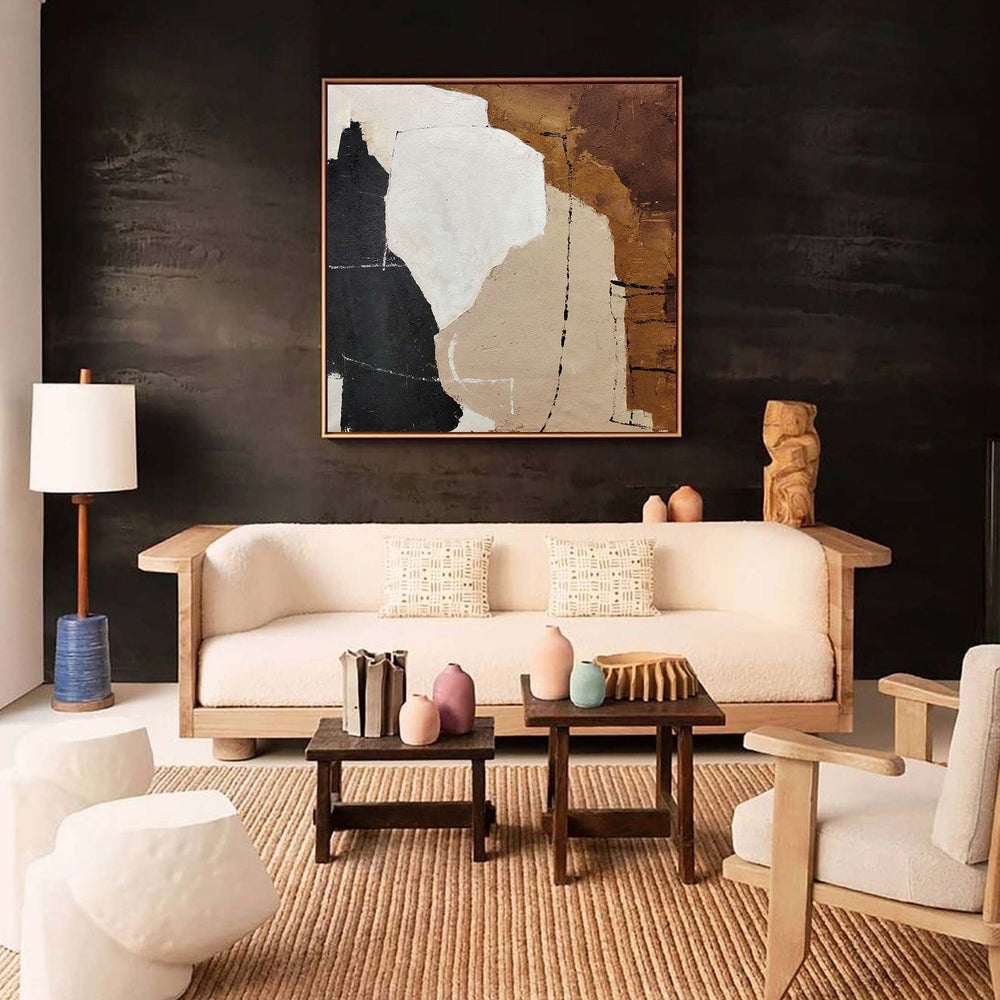 Black And Brown Minimalist Painting Oversized Painting Canvas Minimalist Painting For Home Decor