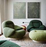 Set of 2 Modern Green Minimalist Canvas Art Pure Dark Green Painting 2 Pieces Canvas Wall Art