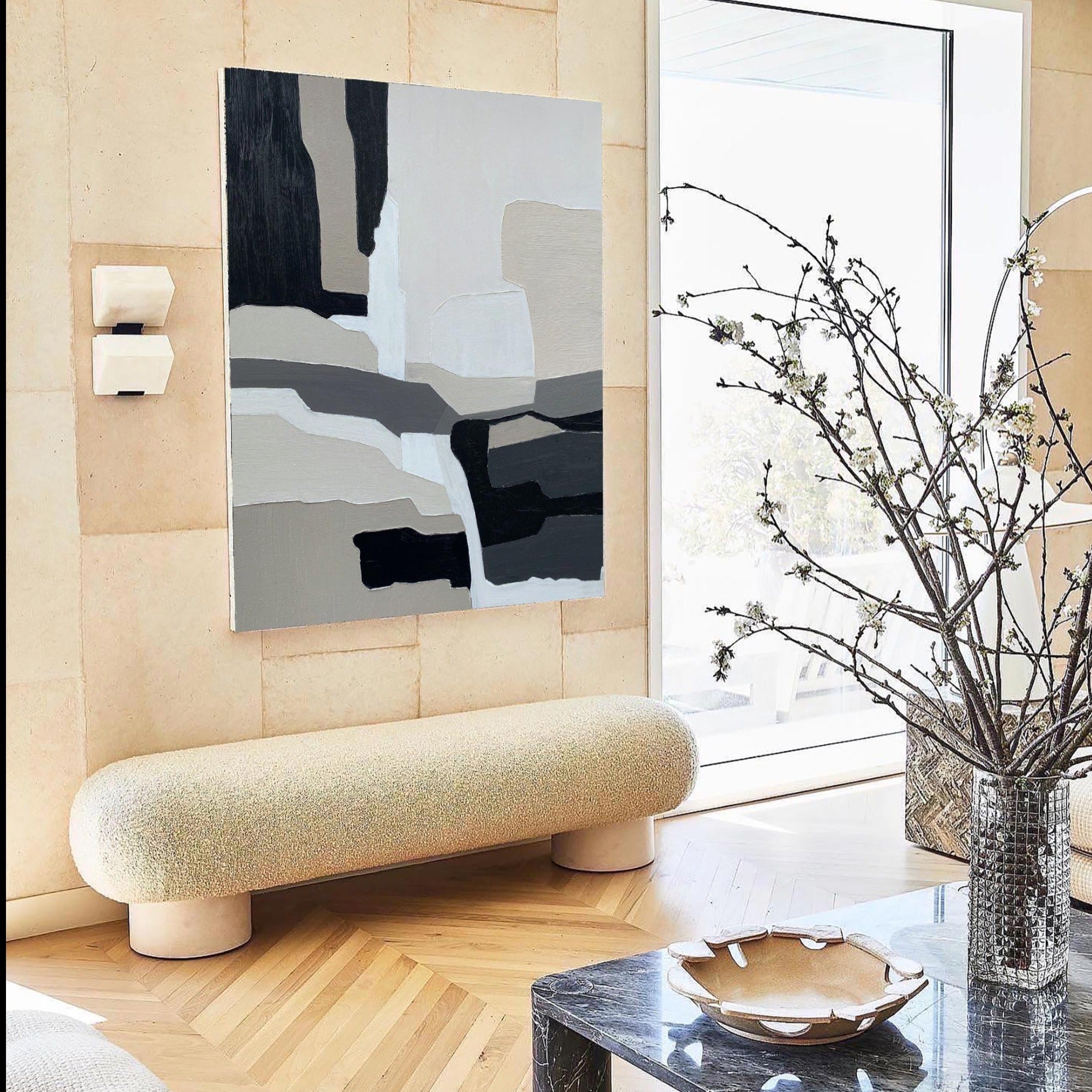 extra large wall art minimalist painting neutral abstract geometric art