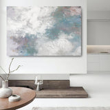 Blue White Abstract Landscape Painting For Living Room Extra Large Modern Abstract Art Painting For Home Decor