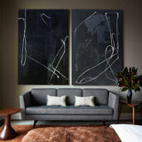 Modern Black Abstract Wall Art Set Of 2 Minimalist Art Large Black Minimalist Wall Art