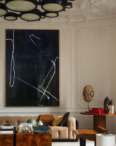 Modern Black Minimalist Painting Abstract Wall Art Minimalist Canvas Painting For Sale