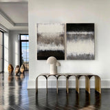 2 Piece Abstract Wall Art Black And White Textured Minimalist Art Rothko Inspired Wall Art For Sale