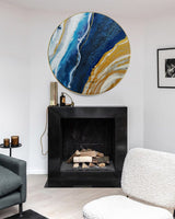 Modern Blue Abstract Art Painting Blue Circular Wall Art Framed Canvas Art | Artexplore