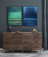 Green Blue Minimalist Art Set of 2 Texture Art Green Texture Art Blue Minimalist Art For Livingroom