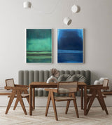 Green Blue Minimalist Art Set of 2 Texture Art Green Texture Art Blue Minimalist Art For Livingroom