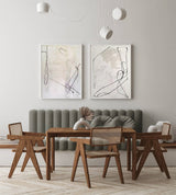 Modern Black Line Abstract Wall Art Set Of 2 Beige Minimalist Painting Beige And White Minimalist Wall Art For Sale