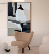 neutral abstract geometric art canvas painting for living room extra large wall art