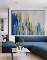 Skyline Abstract Painting With Acrylic Chicago Cityscape Canvas Art Large city painting