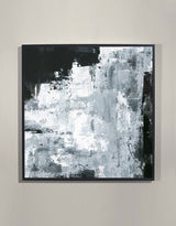 Black And White Wall Art Framed Dark Abstract Painting For Living Room