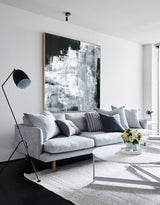 Black And White Wall Art Framed Dark Abstract Painting For Living Room