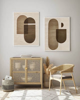 Wabi-sabi Beige Set Of Two Wall Art Minimalist Acrylic Painitng Khaki Canvas Art For Livingroom