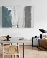 Large Abstract Painting Large Grey Abstract Painting White Texture Art Blue Minimalist Abstract Art