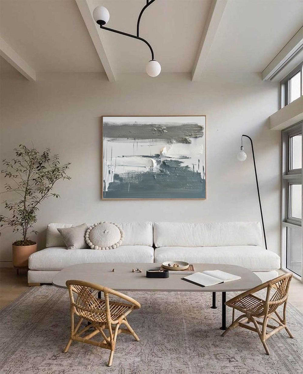 Large Minimalist Painting Grey White Abstract Painting Minimalist Texture Painting For Sale