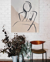 Large Beige Minimalist Art Modern Minimalist Body Shape Painting Canvas Wall Art For Sale