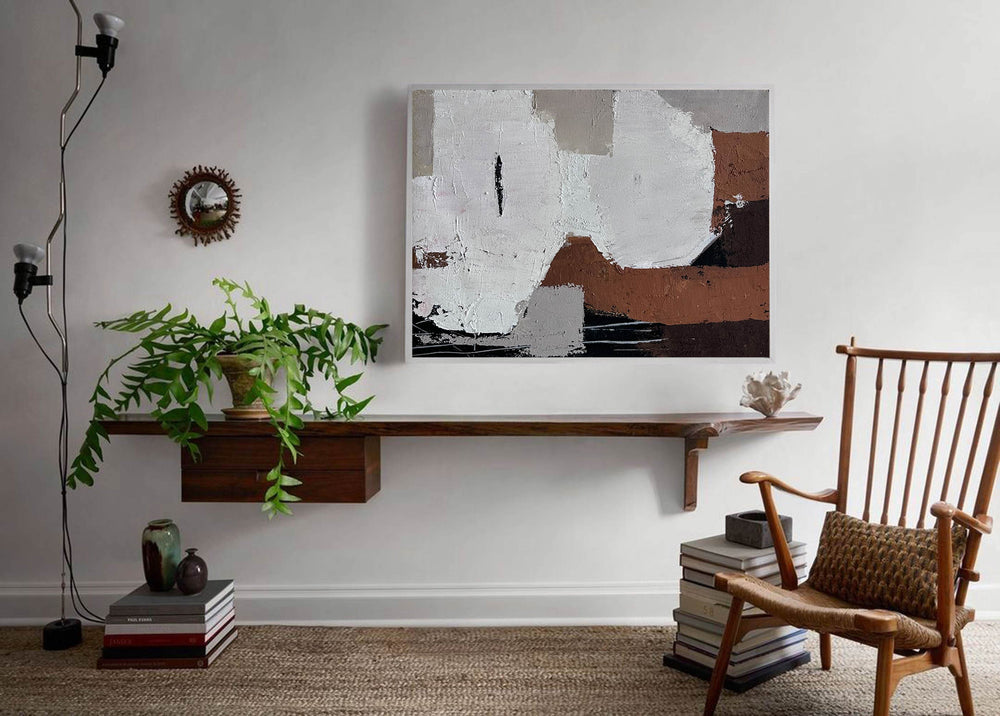 Brown Grey Vintage Wall Art Abstract Canvas Abstract Wall Art Abstract Acrylic Painting For Sale