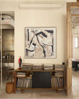 Modern Beige Abstract Wall Art Beige Abstract Canvas Art Large Abstract Square Painting