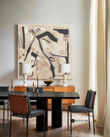 Modern Beige Abstract Wall Art Beige Abstract Canvas Art Large Abstract Square Painting