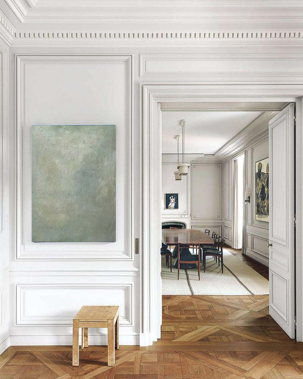 Original Pure Light Green Painting Modern Minimalist Acrylic Art Painting For Living Room