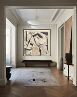 Modern Beige Abstract Wall Art Beige Abstract Canvas Art Large Abstract Square Painting