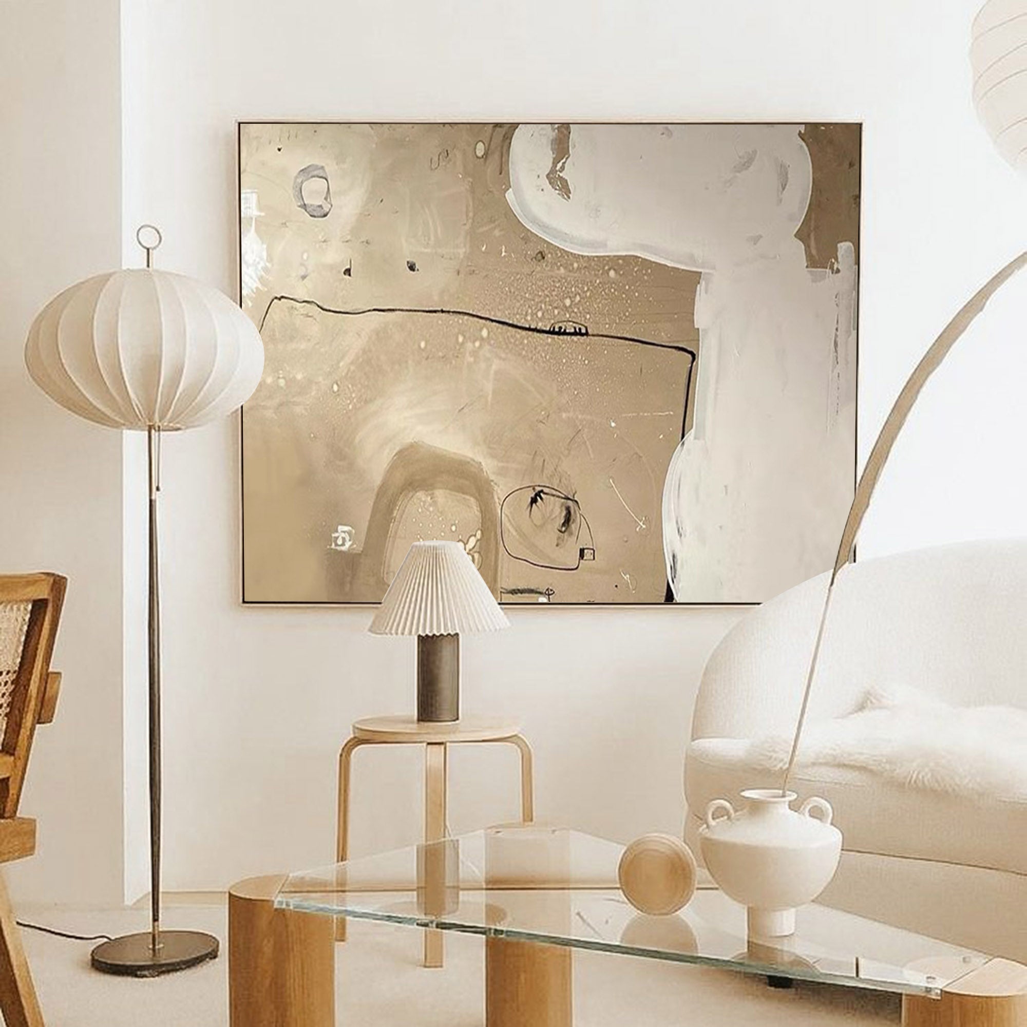 Large Abstract Paintings Large Beige Abstract Wall Art Abstract Art Canvas In Beige