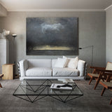 Impressionist Seascape Black and Gold Abstract Art Paintings Large Beach Canvas Wall Art Modern Beach Art