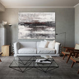Large Beach Scene Painting On Canvas Huge Gray And White Abstract Canvas Art