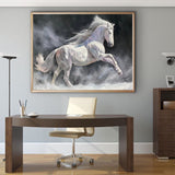 Modern Wild Running Horses Canvas Wall Art Extra Large White Horse Acrylic Painting For Sale