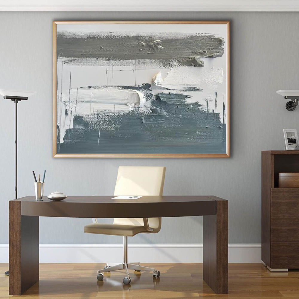 Large Minimalist Painting Grey White Abstract Painting Minimalist Texture Painting For Sale