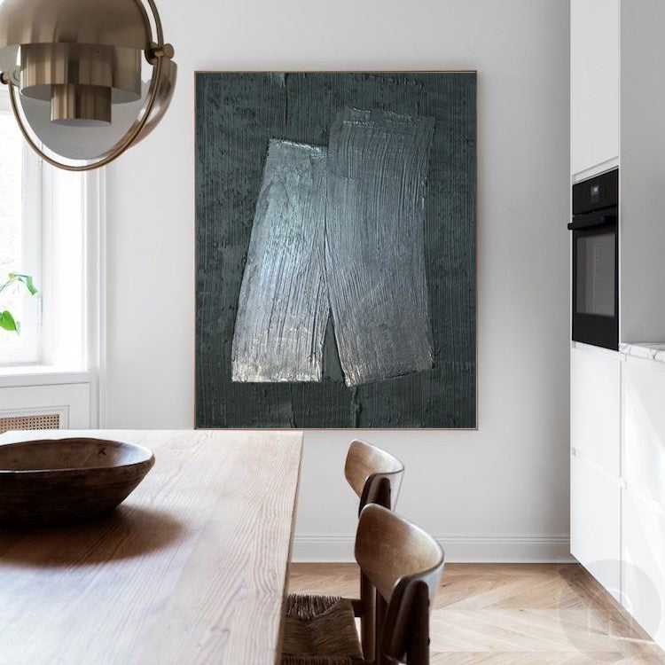 Large Black Abstract Painting Black 3D Textured Painting Minimalist Painting For Sale