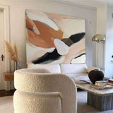 Modern Abstract Canvas Art Beige Abstract Wall Painting Large Beige Abstract Art For Sale