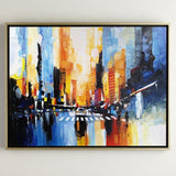 Large abstract night city painting cityscape wall art