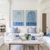 Large Blue White  Textured Abstract  Minimalist Wall Art Modern Abstract Painting For Sale
