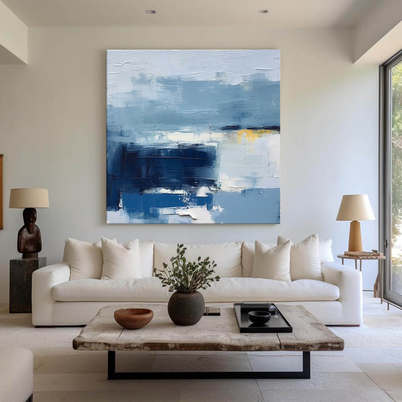 Blue and White Minimalist Abstract Art On Canvas Modern Painting Abstract Painting For livingroom