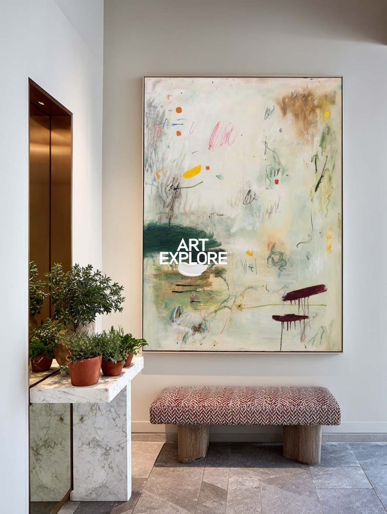 Modern Abstract Art Painting With Green Tones For Contemporary Living Room Decor