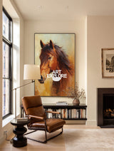 Abstract Brown Horse Painting Original Art For Living Room Decor