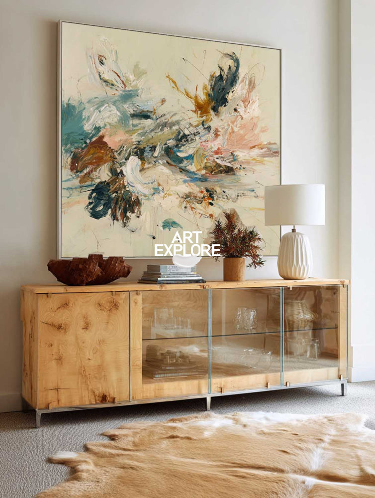 Lyrical Abstract Painting Modern Art For Living Room With Textured Finish