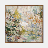 Abstract Botanical Oil Painting With Textured Brushwork For Modern Living Room Decor