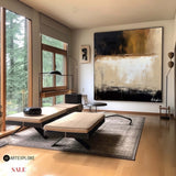 Large Beige Brown Textured Painting on Canvas Japandi Wabi-sabi Wall Art For Sale