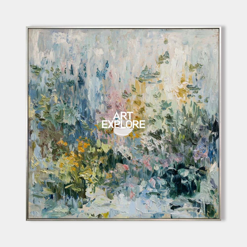 Abstract Floral Oil Painting With Impressionist Style For Modern Home Decor