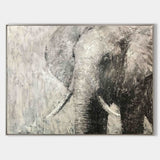 Elephant Painting Large Elephant Wall Art Elephant Gray Paint On Canvas